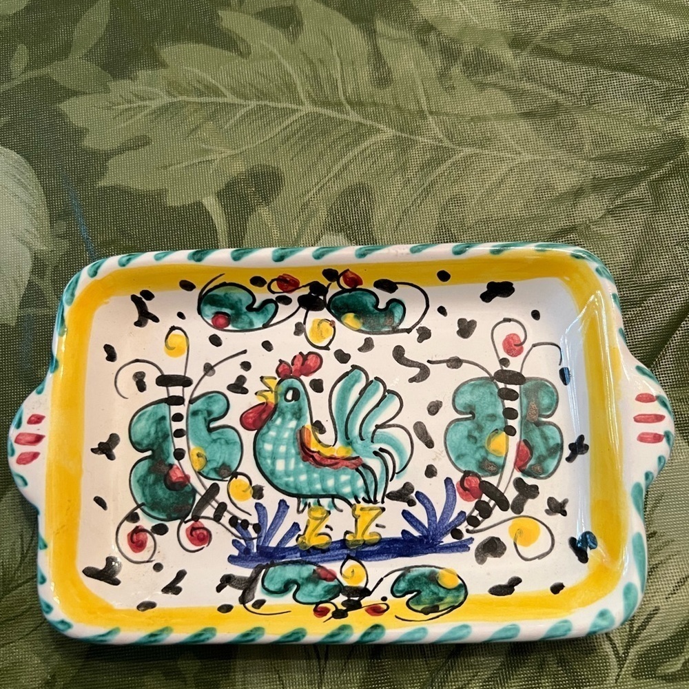 CHARMING Italian ceramic trinket tray - soap dish, ring tray, business cards …